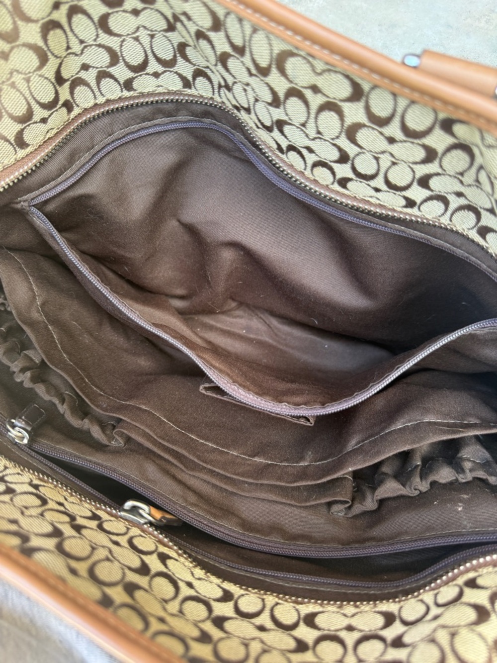 Coach Signature of Print Tote Bag in Tan and Brown - Picture 8 of 13